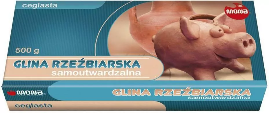 Glina rzeźbiarska samoutw. ceglasta 500g MONA - tantis.pl