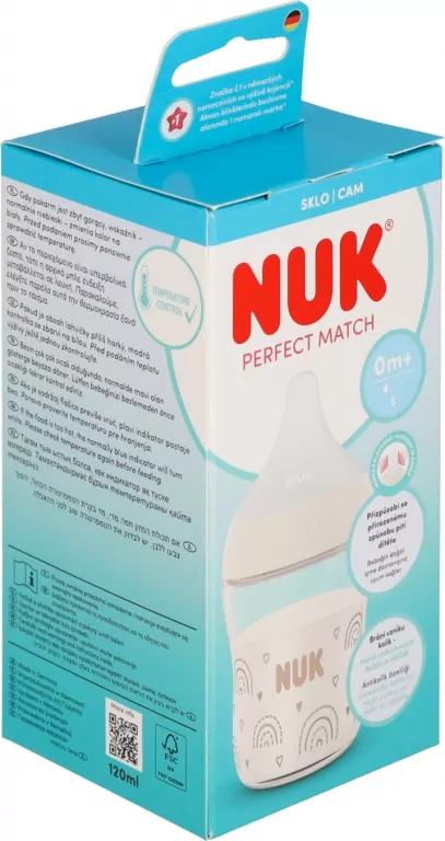 NUK. Perfect Match. Butelka. 120 ml. Z silikonowym smoczkiem. Tęcza - tantis.pl