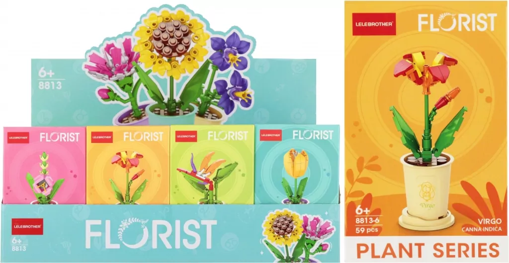 KLOCKI KONSTR KWIATY MIX 8X13X5 MC DISP 12/288 - tantis.pl