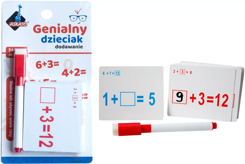 Fiszki matematyczne Dodawanie. Genialny dzieciak - tantis.pl