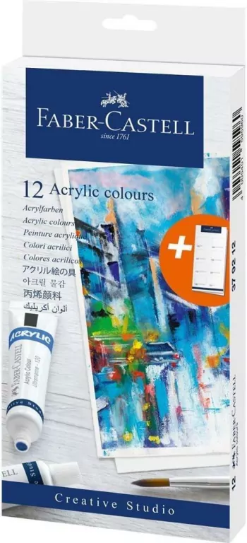 Farby akrylowe w tubkach. 12 kolorów - tantis.pl
