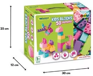 Kids Blocks. Klocki różowo-fioletowe. 50 elementów - tantis.pl