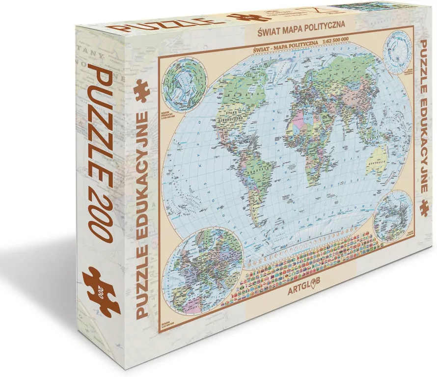 Puzzle 200. Świat polityczny dla dzieci mapa - tantis.pl