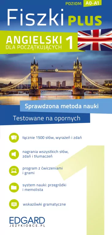 Fiszki PLUS. Angielski dla początkujących 1. Poziom A0-A1 - tantis.pl