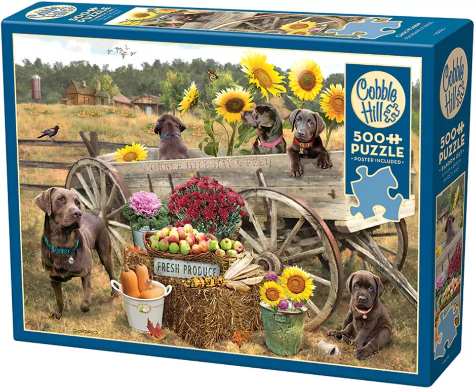 Puzzle 500 Labradory z wozu, koniom lżej G3 - tantis.pl