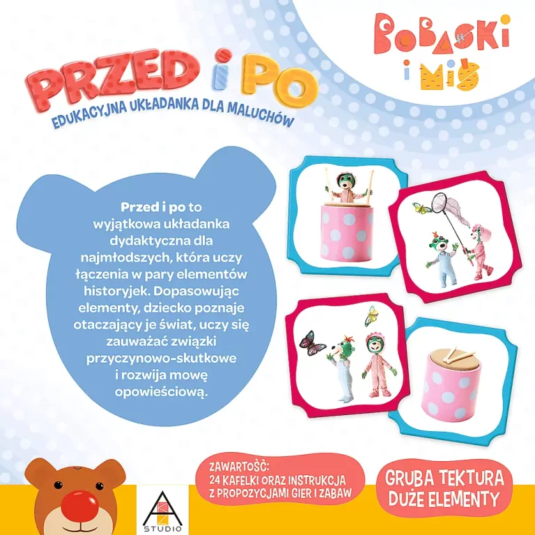 Przed i po. Trefliki. Bobaski i Miś. Edukacyjna układanka - tantis.pl