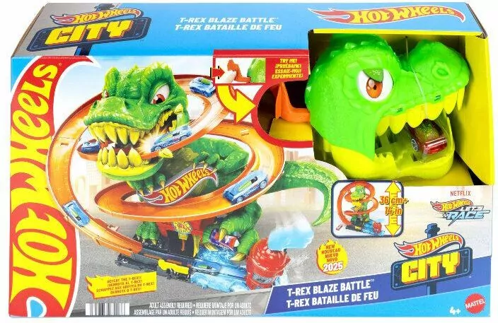 Hot Wheels City Zakręcony tor Remiza T-Rexa - tantis.pl
