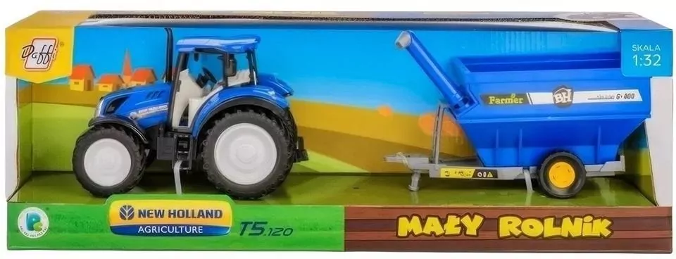 Traktor New Holland T5 z przyczepą 1:32 - tantis.pl