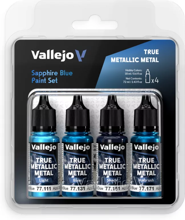 Vallejo: 77.256 - True Metallic Metal - Sapphire Blue Paint Set - tantis.pl