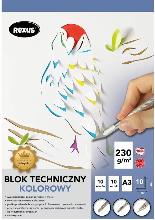 Blok techniczny A3/10K kolorowy. Premium - tantis.pl