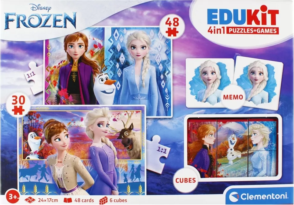 Puzzle 48 + 36 + Memo + 6 klocków Edukit Frozen - tantis.pl