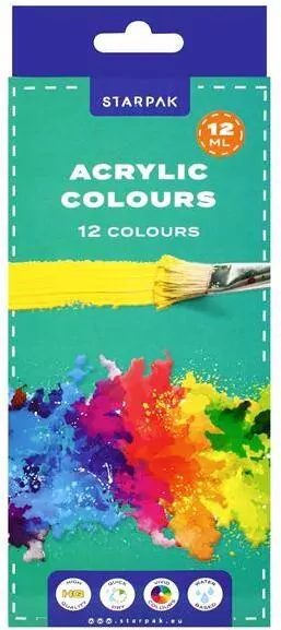 Farby akrylowe w tubie 12ml 12 kolorów - tantis.pl