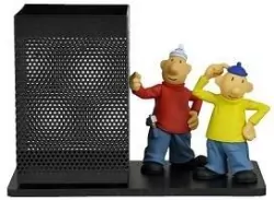 Przybornik biurkowy z figurkami: Pat i Mat