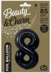 Balon foliowy B&C cyfra 8 matowa czarna 85cm