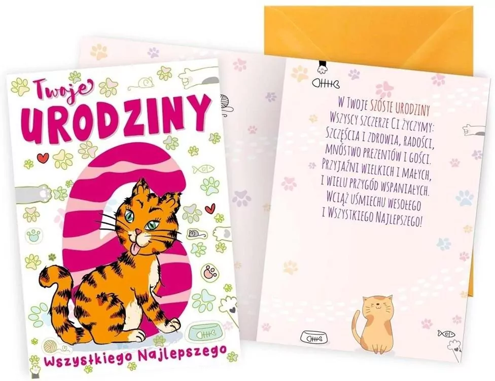 Karnet B6 Urodziny 6 kotek - tantis.pl