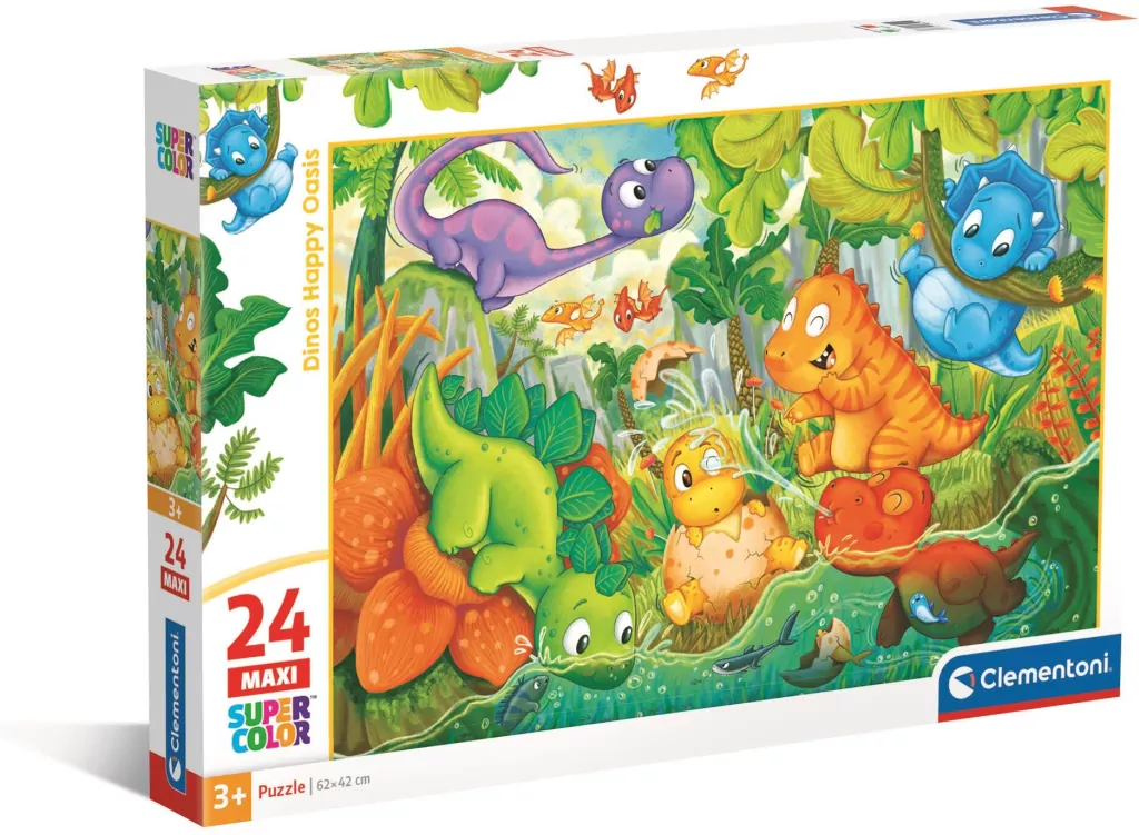 Puzzle 24 Maxi Super Kolor Dinos Happy Oasis - tantis.pl