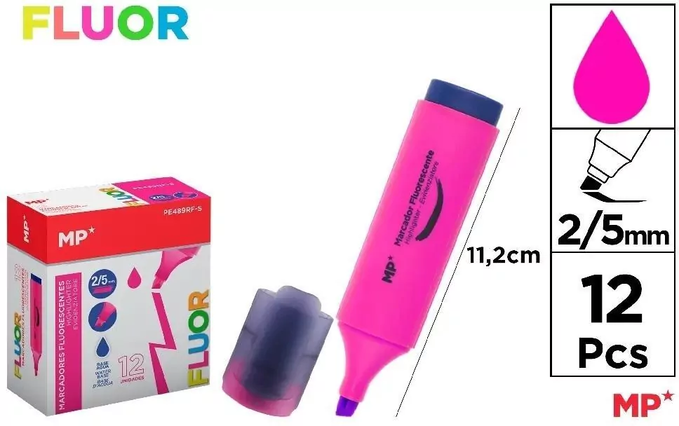 Zakreślacz fluorescencyjny 2-5mm różowy (12szt) - tantis.pl