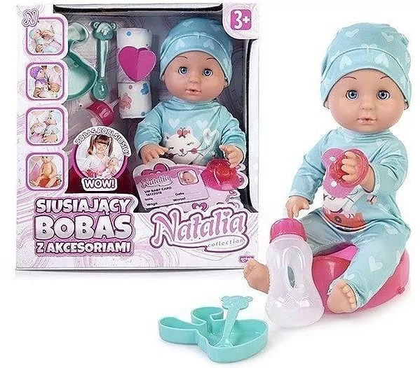 Lalka Natalia siusiający bobas z akcesoriami 30cm - tantis.pl