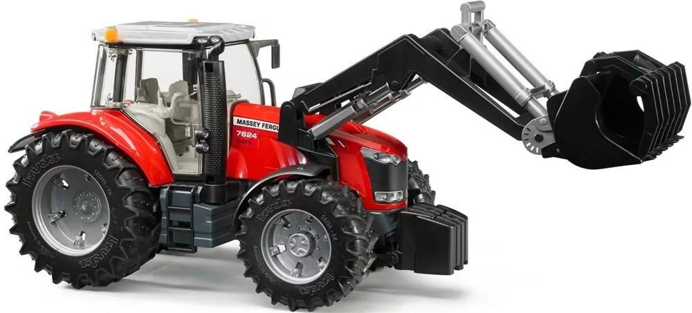 Traktor Massey Ferguson. Pojazd rolniczy z ładowarką. 7624 BRUDER - tantis.pl