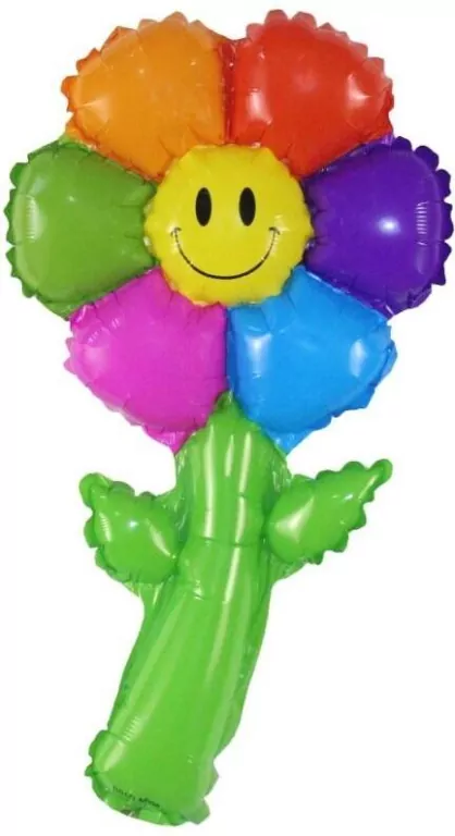 Balon foliowy kwiatek tęczowy 19x38cm - tantis.pl