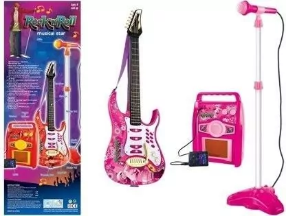 Gitara z mikrofonem. Różowa - tantis.pl