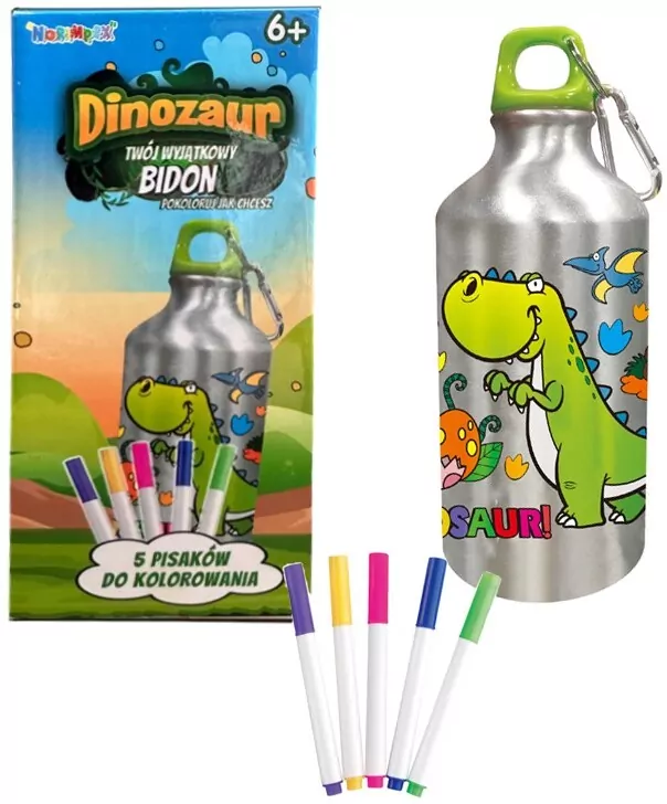 Bidon 500ml z Dinozaurem do kolorowania - tantis.pl