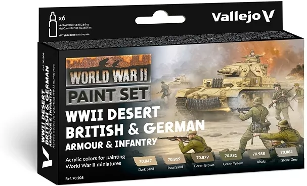 Vallejo: 70.208 - Model Color - WWII Desert British & German Armour & Infantry (6 x 18 ml) - tantis.pl