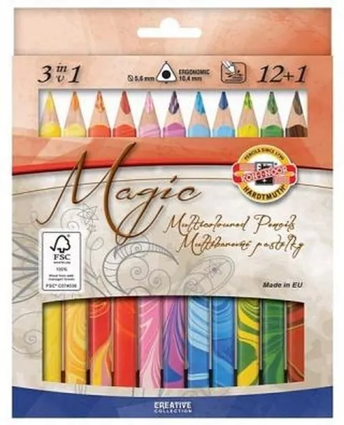 Kredki trójkolorowe. Magic 3w1. 12+1 kolorów - tantis.pl