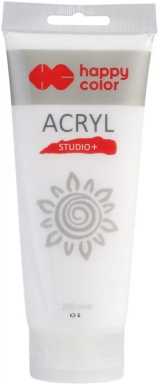 Farba akrylowa Studio 200 ml biel cynkowa Happy Color - tantis.pl