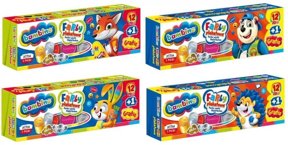 Farby plakatowe Bambino. 12 kolorów - tantis.pl