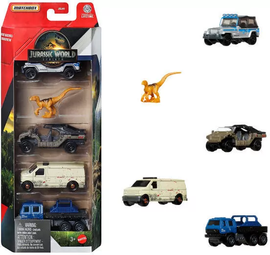 Matchbox Jurassic World Samochody i dinozaur MIX - tantis.pl