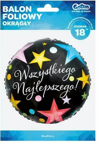 Balon foliowy. Wszystkiego Najlepszego, 18" - tantis.pl