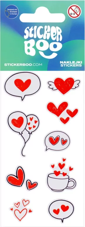 Naklejki 6x18 cm Serca Walentynki STICKERBOO 534613 - tantis.pl