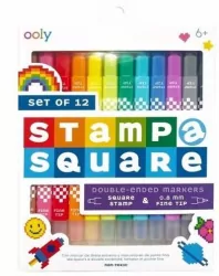 Cienkopisy z pieczątkami. Pixel Art, 12 kolorów