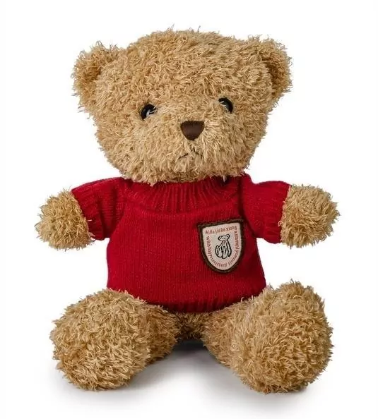 Miś brązowy 22cm w sweterku czerwony - tantis.pl