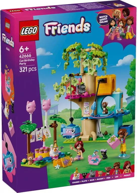 LEGO® Friends. Kocie przyjęcie urodzinowe i domek na drzewie 42666 - tantis.pl
