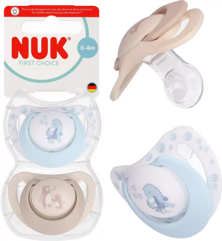 NUK. First Choice. Smoczki. 0-6 miesięcy. Miś. Konik. 2 sztuki - tantis.pl