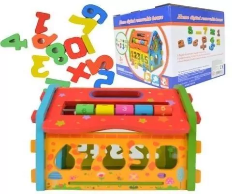 Drewniane klocki. Edukacyjny domek. Zabawka. Maksik - tantis.pl