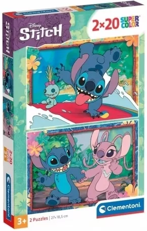 Clementoni. Puzzle 2x20. Super Kolor. Stitch - tantis.pl
