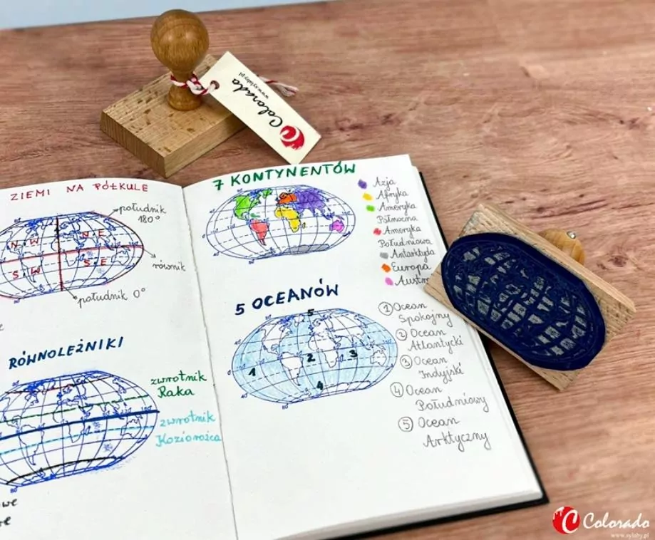 Stempel mapa świata kontynenty i oceany - tantis.pl