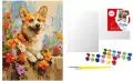 Malowanie po numerach. Corgi w kwiatach 30x40cm - tantis.pl