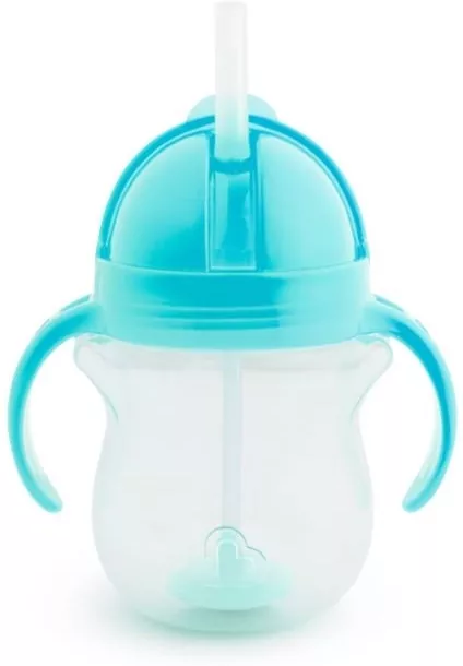 Kubek Munchkin niekapek ze słomką 207ml niebieski - tantis.pl