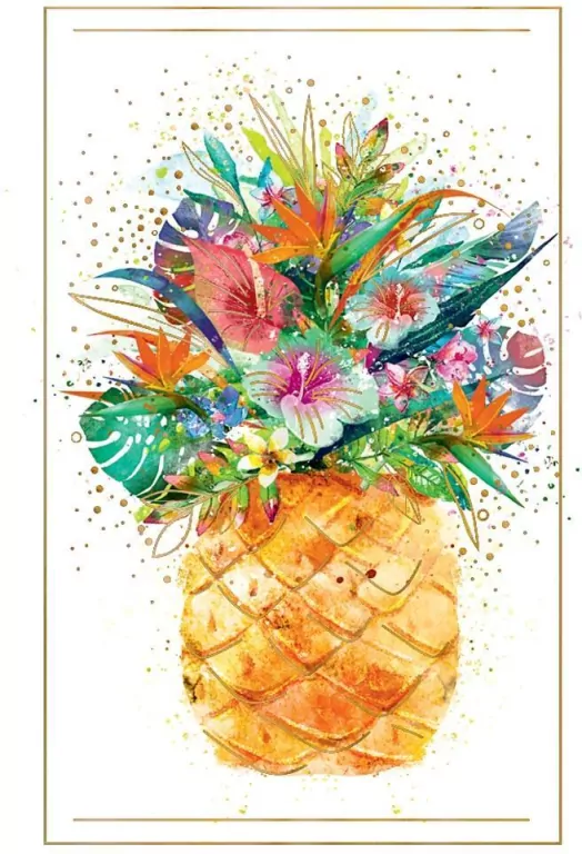 Karnet B8 mini Ananas z kwiatami - tantis.pl