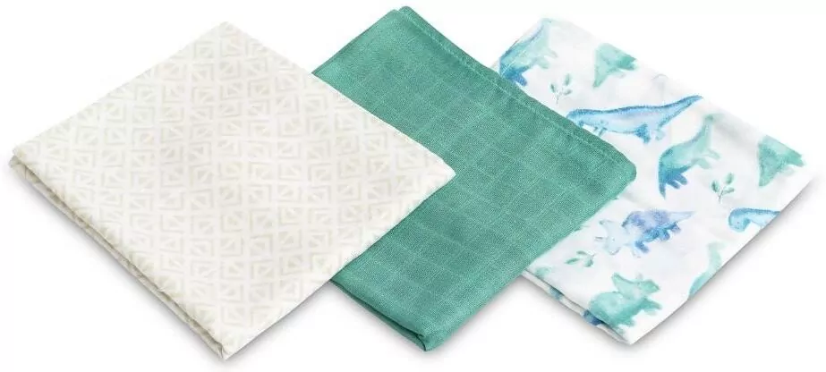 Pielucha bambusowa 3-pak dino green 70x80cm - tantis.pl