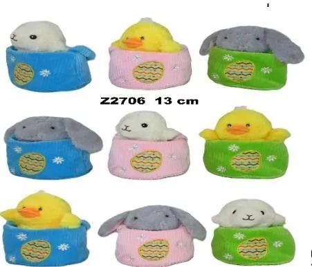 Zwierzątko wielkanocne w koszyczku 13cm MIX - tantis.pl