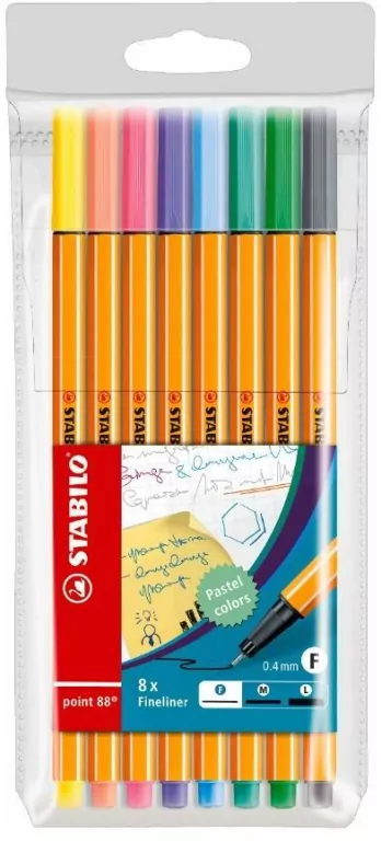 Stabilo. Cienkopis Point 88. Pastel 8 kolorów, etui - tantis.pl