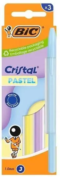 Długopis Cristal Pastel 1mm niebieski 3szt BIC - tantis.pl
