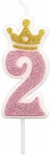 Świeczka 2 różowa 6,8cm PARTY GO - tantis.pl