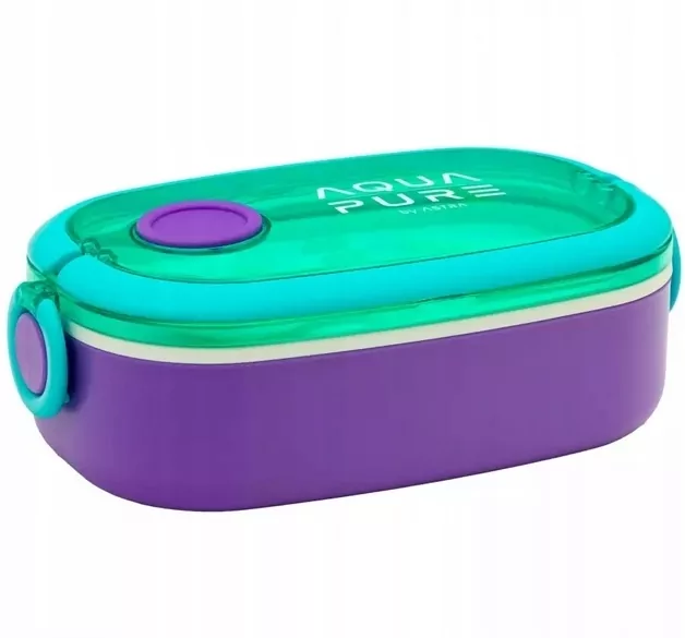 Śniadaniówka Aqua Pure + sztućce mint/lila ASTRA - tantis.pl