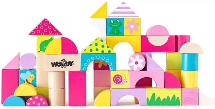Klocki klocki drewniane z obrazkami 50 szt. 91302 Woody - tantis.pl